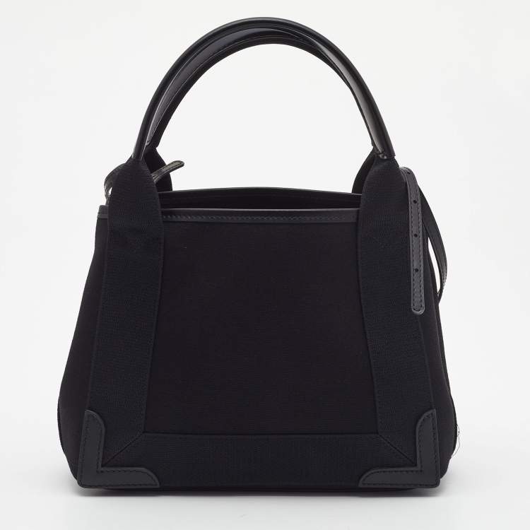 Pre Owned Balenciaga Black/White Canvas and Leather XS Cabas Tote