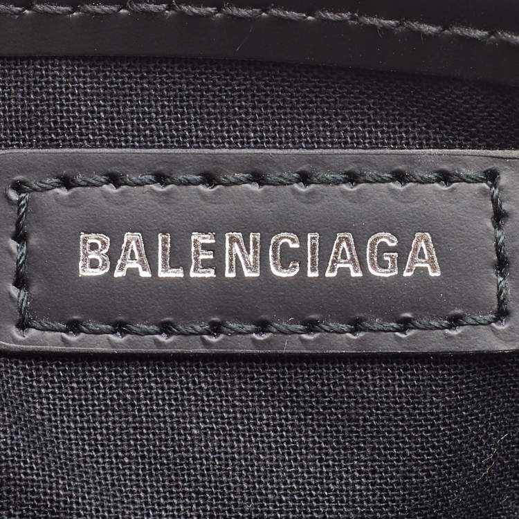 Pre Owned Balenciaga Black/White Canvas and Leather XS Cabas Tote