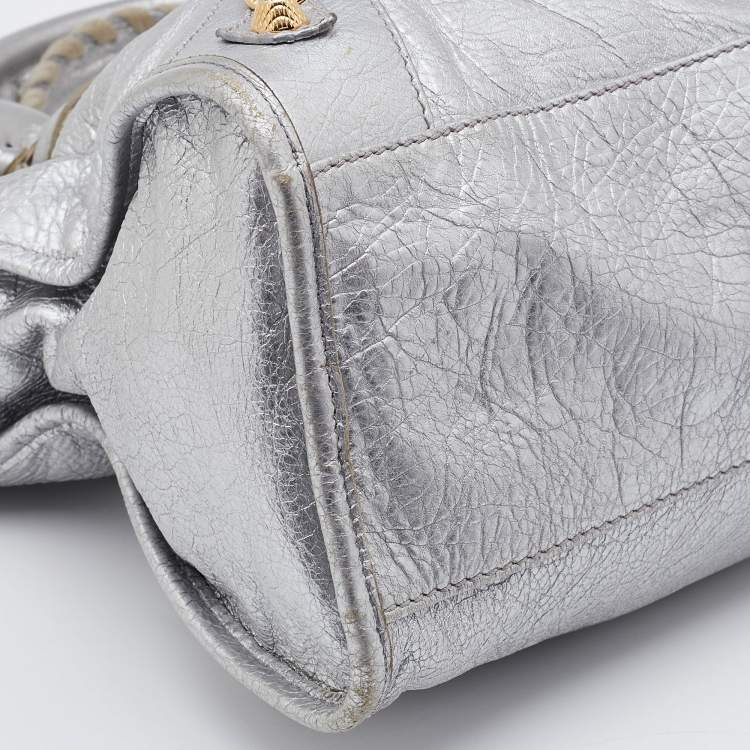 Pre Owned Balenciaga Gris Aluminum Leather RGH City Tote