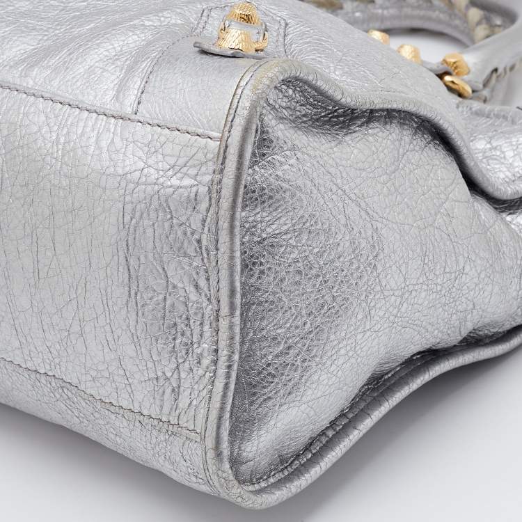 Pre Owned Balenciaga Gris Aluminum Leather RGH City Tote