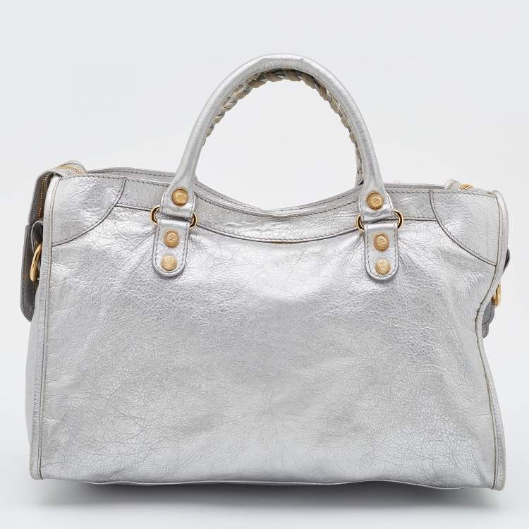 Pre Owned Balenciaga Gris Aluminum Leather RGH City Tote