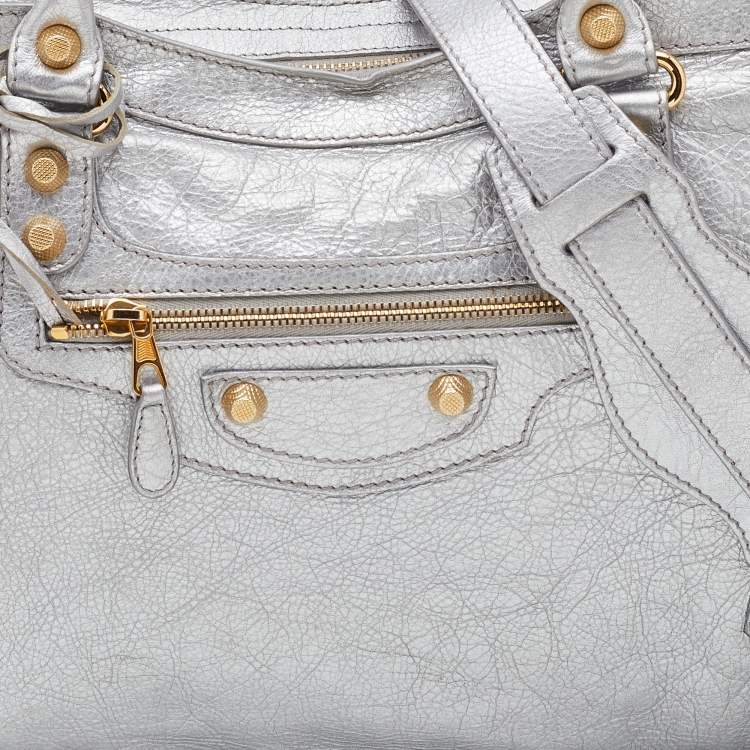 Pre Owned Balenciaga Gris Aluminum Leather RGH City Tote