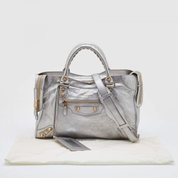 Pre Owned Balenciaga Gris Aluminum Leather RGH City Tote