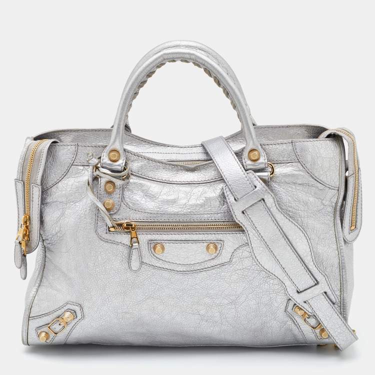 Pre Owned Balenciaga Gris Aluminum Leather RGH City Tote