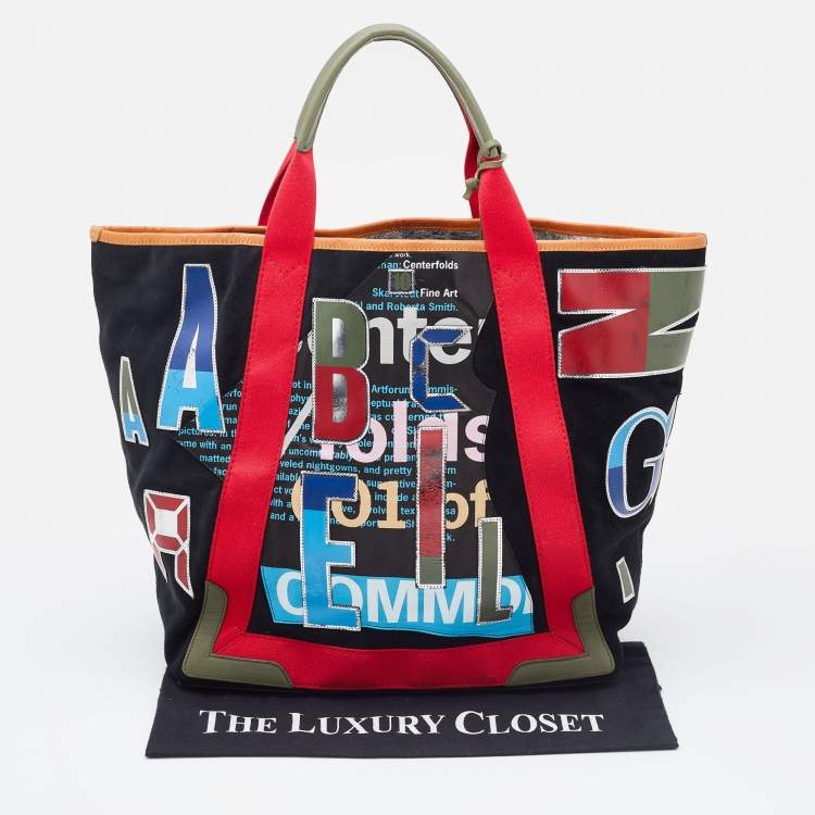 Pre Owned Balenciaga Multicolor Suede and Leather Alphabet Shopper Tote