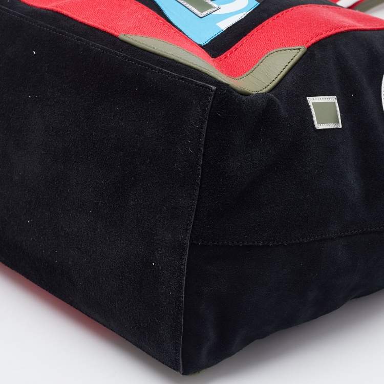 Pre Owned Balenciaga Multicolor Suede and Leather Alphabet Shopper Tote