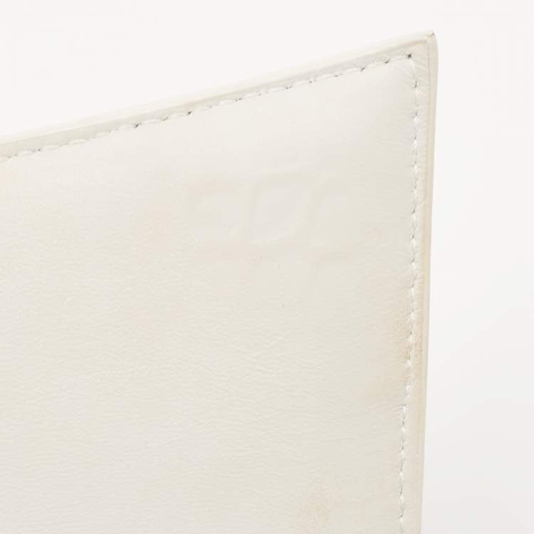 Pre Owned Balenciaga White Croc Embossed Leather Small Hourglass Top Handle Bag