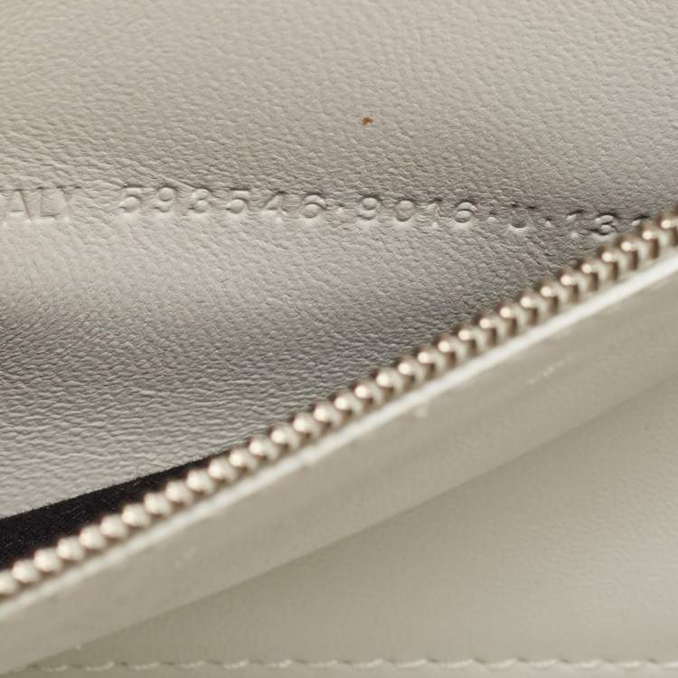 Pre Owned Balenciaga White Croc Embossed Leather Small Hourglass Top Handle Bag