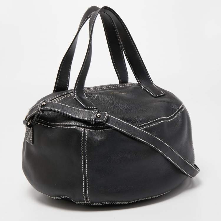 Pre Owned Balenciaga Black Leather Round Air Hobo