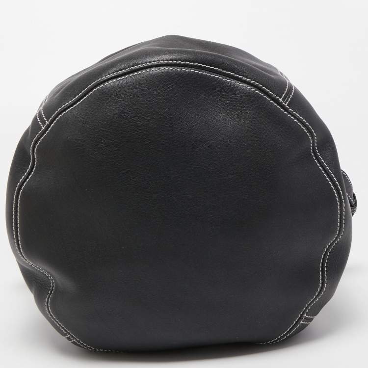 Pre Owned Balenciaga Black Leather Round Air Hobo