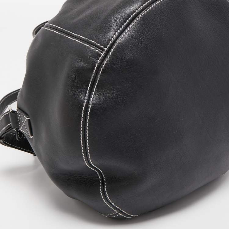 Pre Owned Balenciaga Black Leather Round Air Hobo