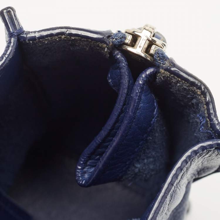 Pre Owned Balenciaga Navy Blue Leather Mini Papier A4 Tote