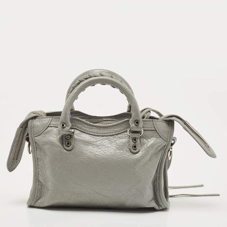 Pre Owned Balenciaga Grey Leather Mini Neo Classic Tote