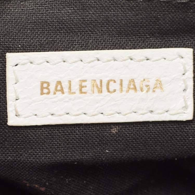 Pre Owned Balenciaga White Graffiti Leather Small City Tote 