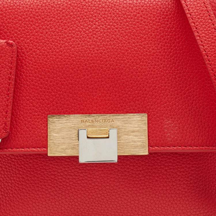 Pre Owned Balenciaga Rose Corail Leather Mini Le Dix Cartable Top Handle Bag