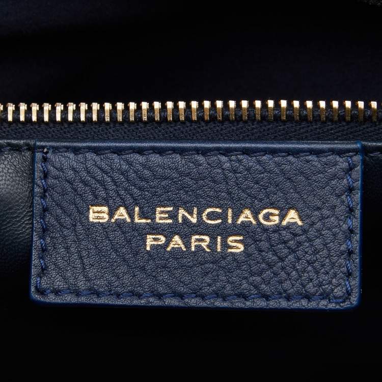 Pre Owned Balenciaga Black/Blue Nubuck and Leather M Tube Round Satchel