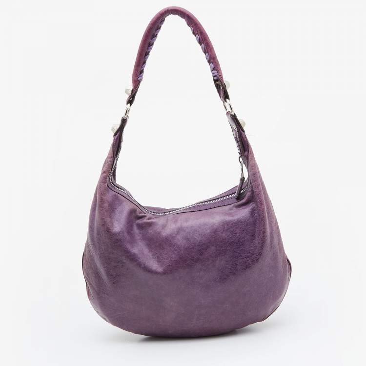 Pre Owned Balenciaga Raisin Chevre Leather GSH Hobo