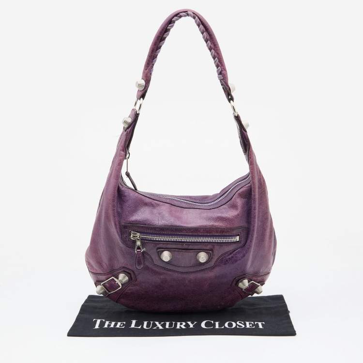 Pre Owned Balenciaga Raisin Chevre Leather GSH Hobo