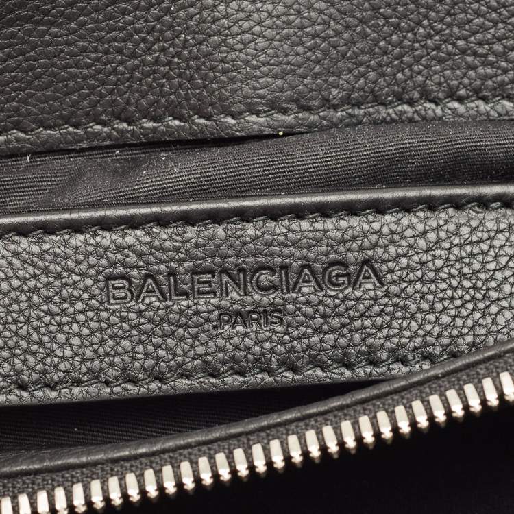 Pre Owned Balenciaga Black Leather and Croc Embossed Le Dix Cartable Top Handle Bag