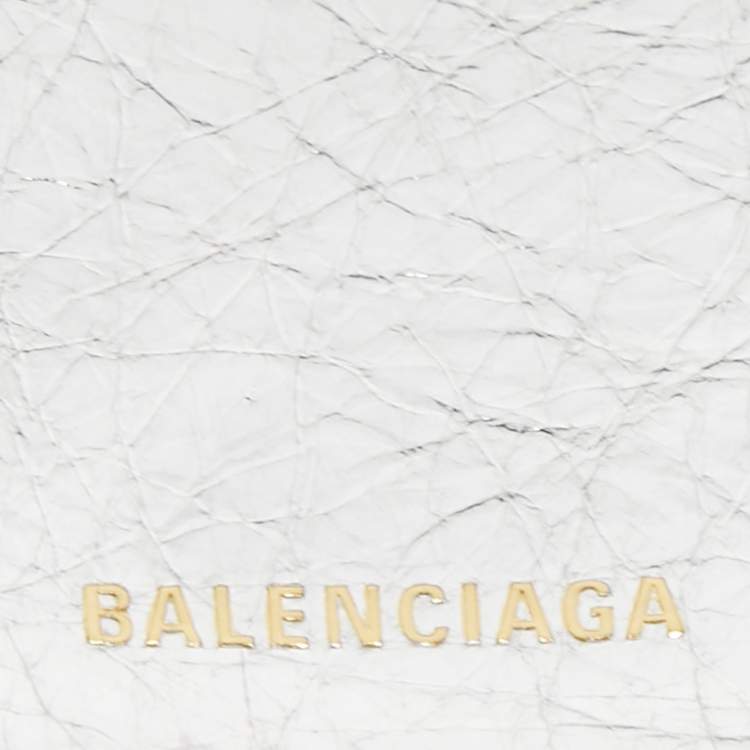 Pre Owned Balenciaga Silver Leather Mini Papier Wallet