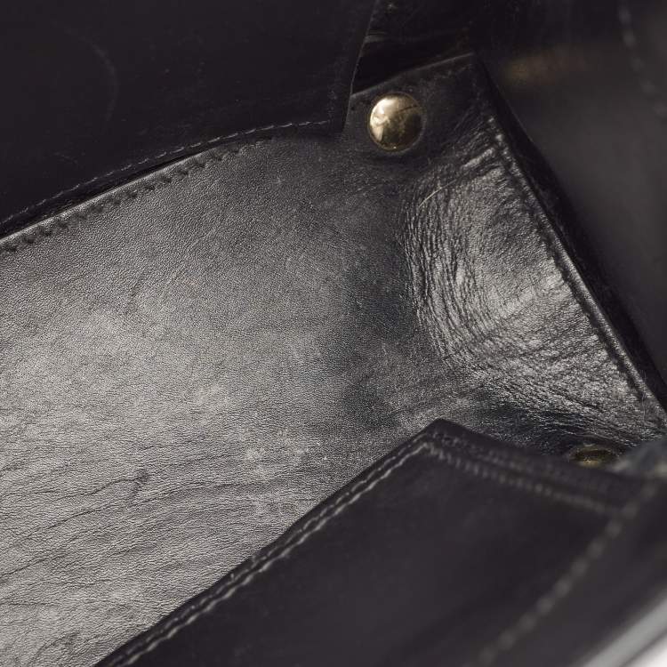 مملوكة مسبقًا Balenciaga Black Woven Leather Mini Papier A4 Tote