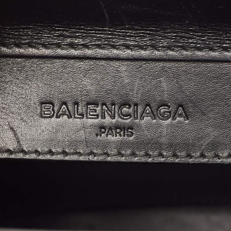مملوكة مسبقًا Balenciaga Black Woven Leather Mini Papier A4 Tote