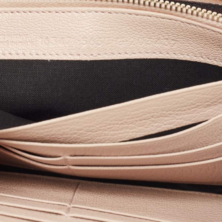 Pre Owned Balenciaga Pink Leather Classic Metallic Edge Continental Wallet