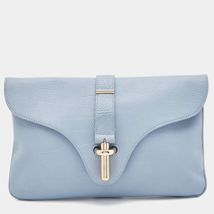 Pre Owned Balenciaga Blue Leather Tube Clutch