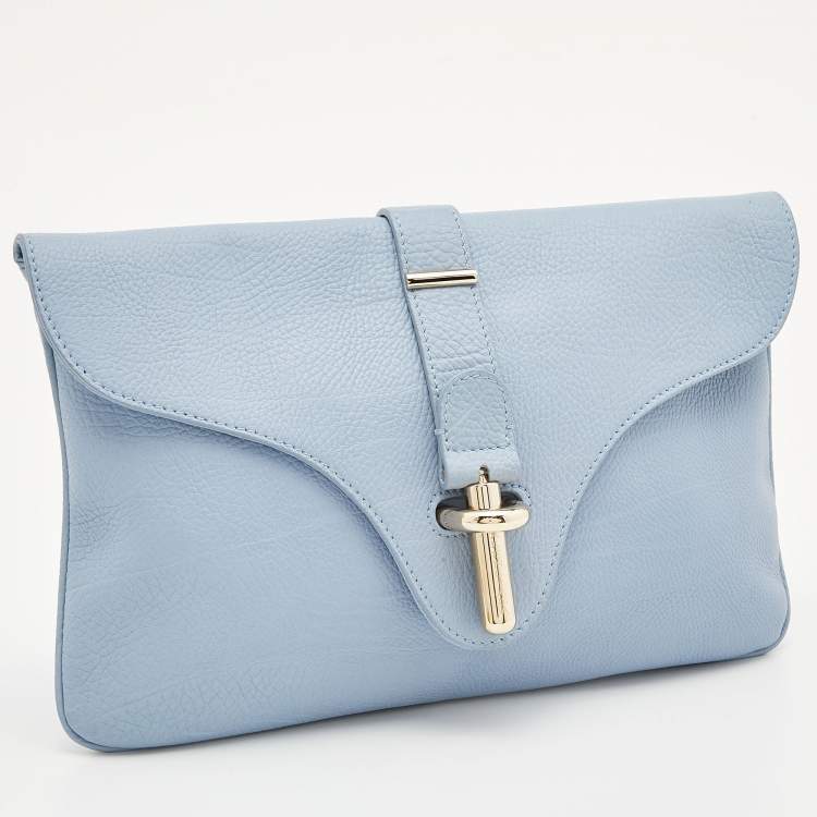 Pre Owned Balenciaga Blue Leather Tube Clutch