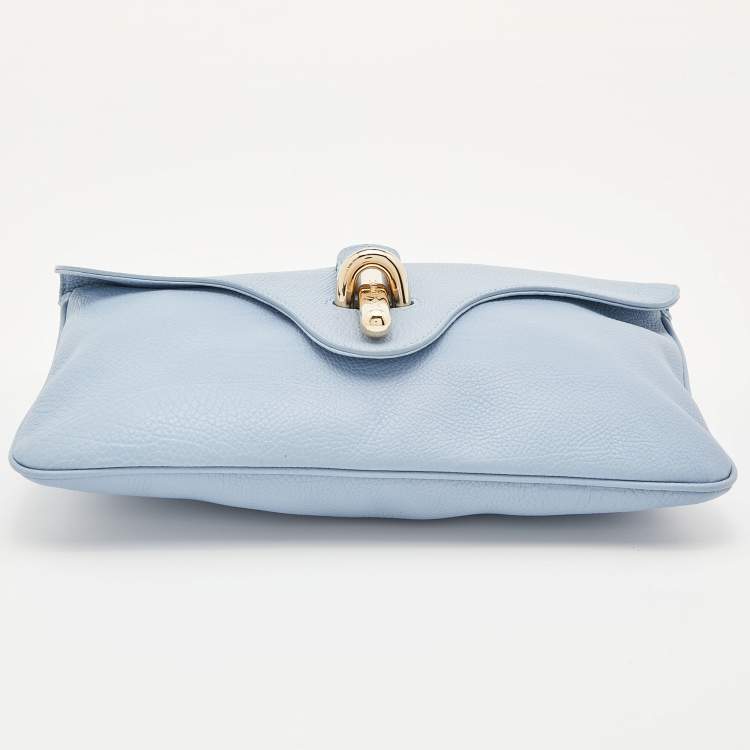 Pre Owned Balenciaga Blue Leather Tube Clutch