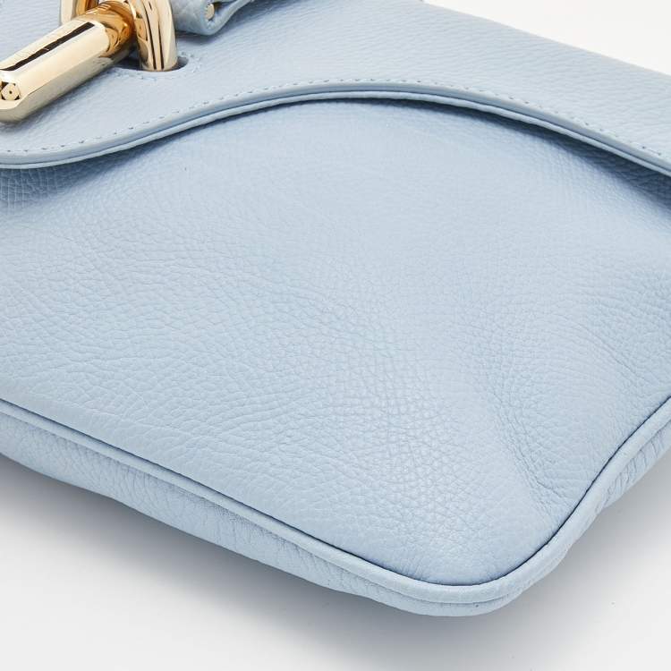 Pre Owned Balenciaga Blue Leather Tube Clutch