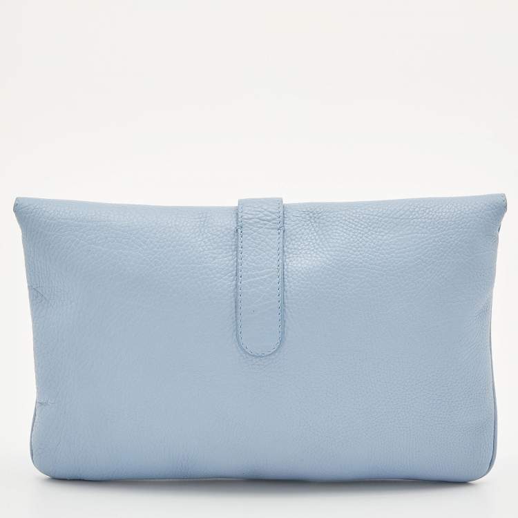 Pre Owned Balenciaga Blue Leather Tube Clutch