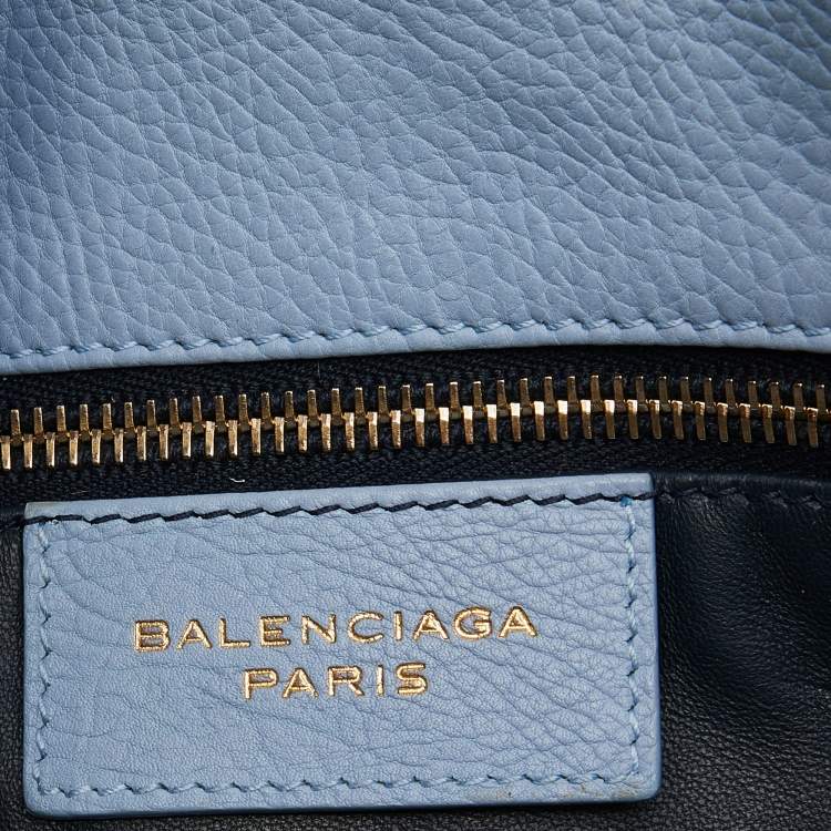Pre Owned Balenciaga Blue Leather Tube Clutch