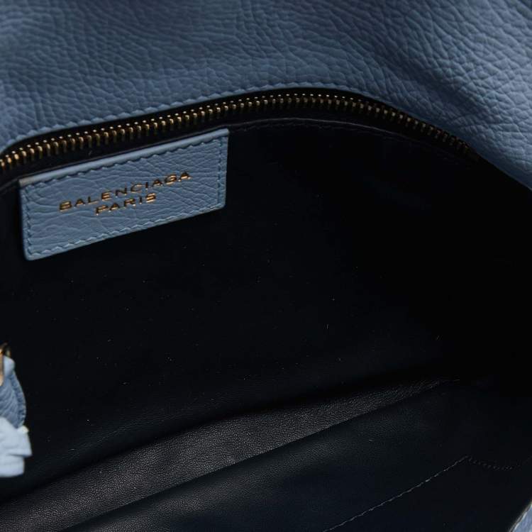 Pre Owned Balenciaga Blue Leather Tube Clutch