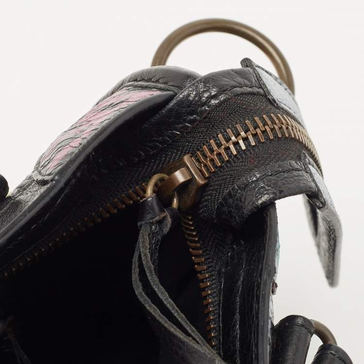 Pre Owned Balenciaga Multicolor Leather Mini Graffiti City Bag