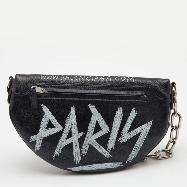 Pre Owned Balenciaga Black Leather Souvenir Belt Bag