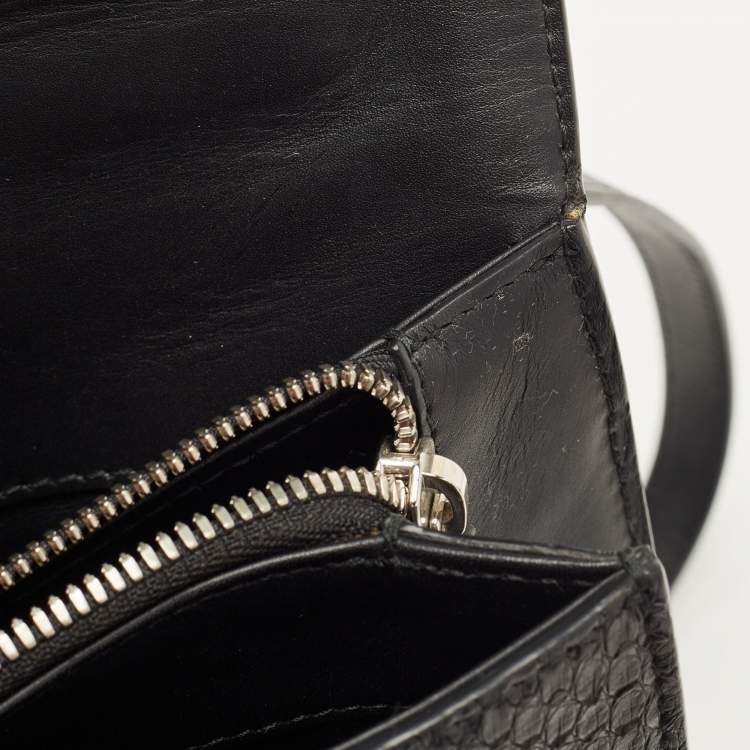 Pre Owned Balenciaga Black Leather and Python Le Dix Cartable Top Handle Bag