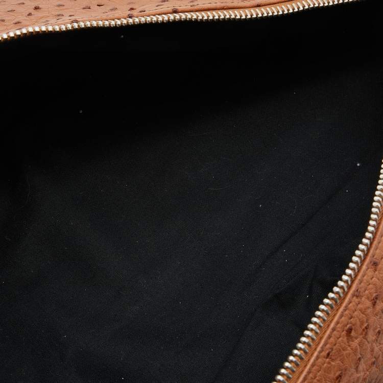 Pre Owned Balenciaga Brown Ostrich Leather Whistle Satchel 