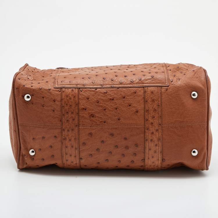 Pre Owned Balenciaga Brown Ostrich Leather Whistle Satchel 