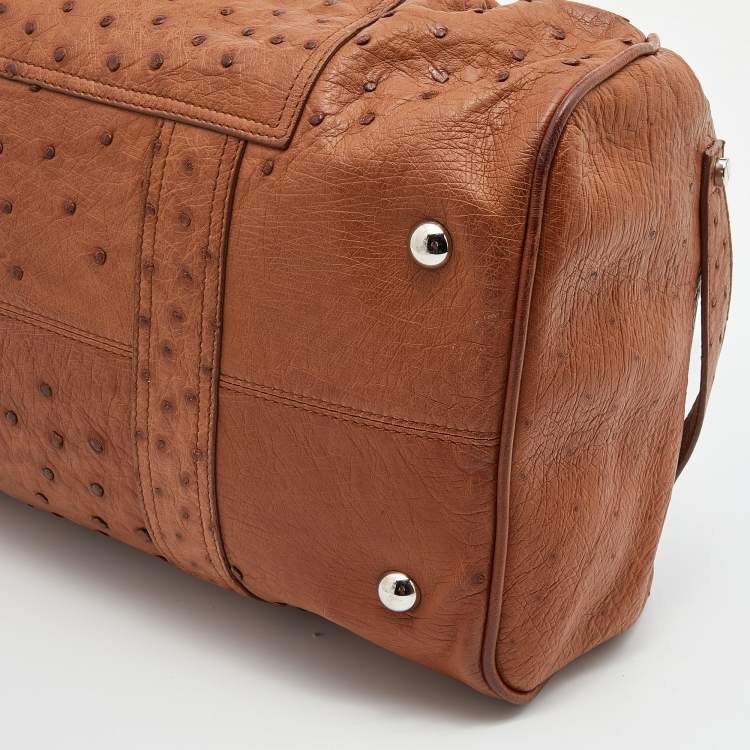 Pre Owned Balenciaga Brown Ostrich Leather Whistle Satchel 