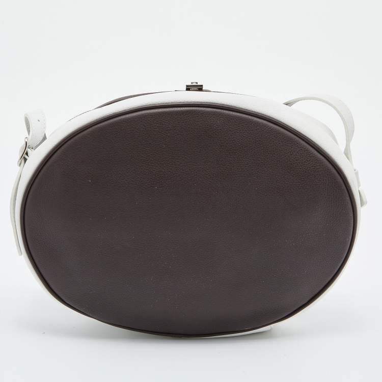 Pre Owned Balenciaga Brown/White Leather Top Handle Bag