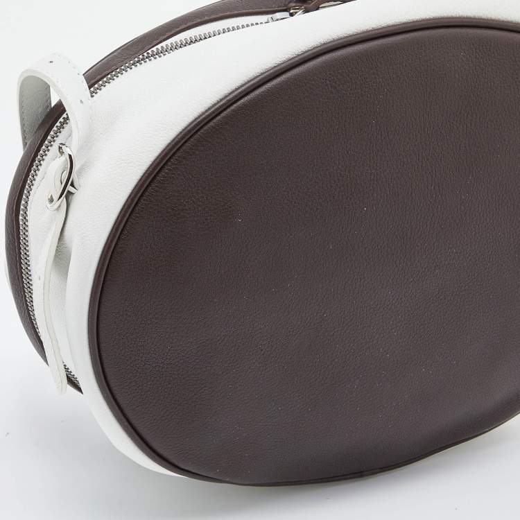 Pre Owned Balenciaga Brown/White Leather Top Handle Bag