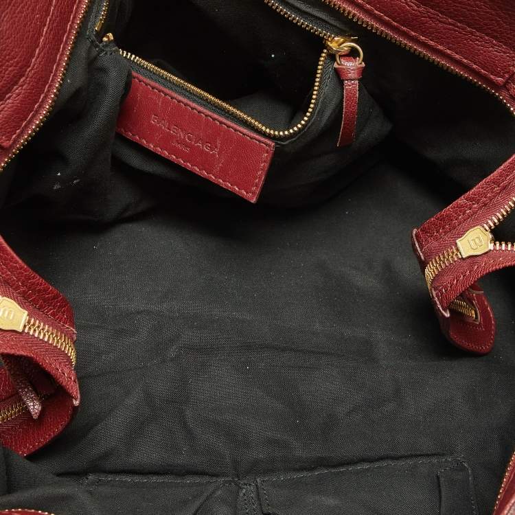 Pre Owned Balenciaga Burgundy Leather Metallic Edge Part Time Tote