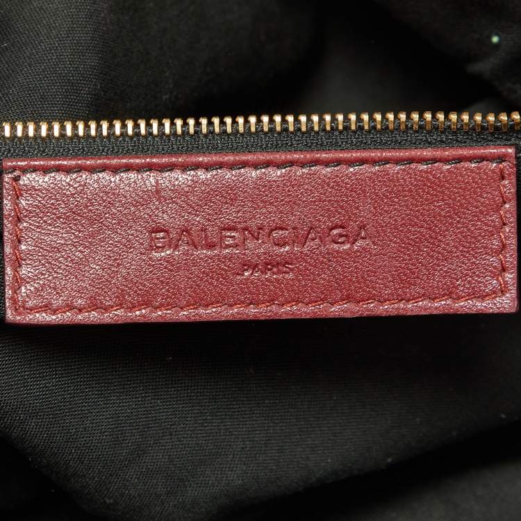 Pre Owned Balenciaga Burgundy Leather Metallic Edge Part Time Tote