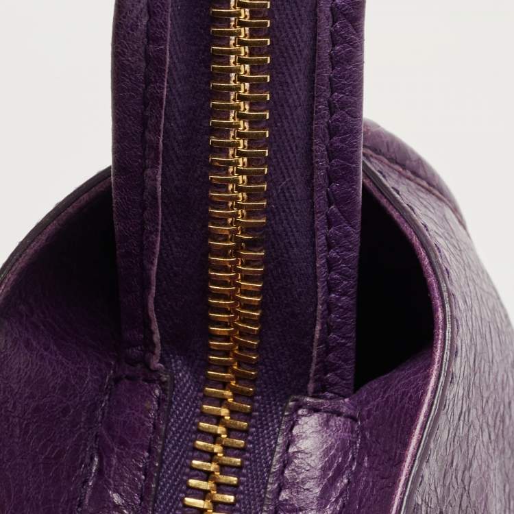 Pre Owned Balenciaga Purple Leather GGH City Bag