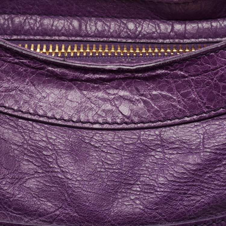 Pre Owned Balenciaga Purple Leather GGH City Bag