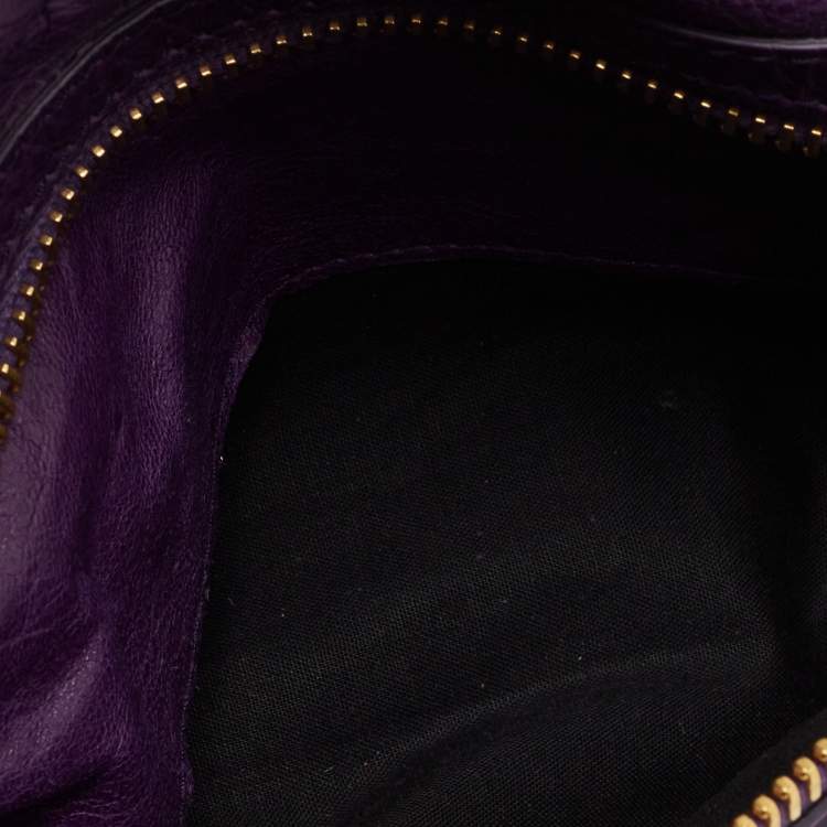 Pre Owned Balenciaga Purple Leather GGH City Bag