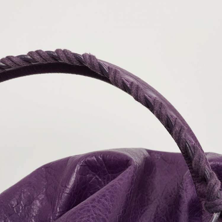 Pre Owned Balenciaga Purple Leather GGH City Bag