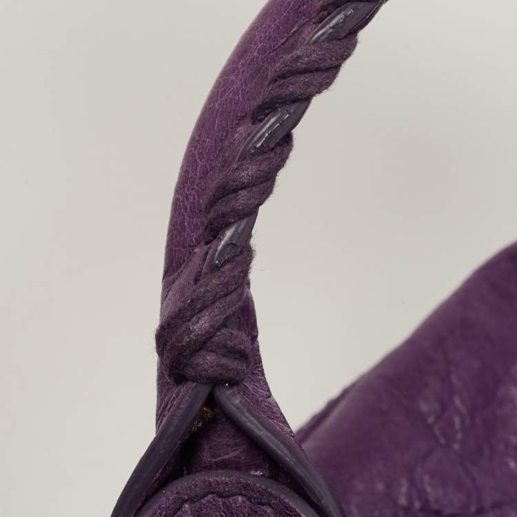 Pre Owned Balenciaga Purple Leather GGH City Bag