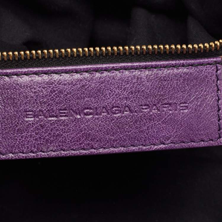 Pre Owned Balenciaga Purple Leather GGH City Bag